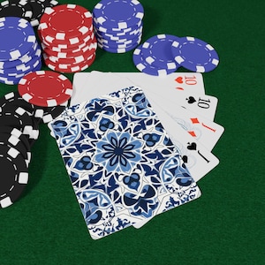 Keramische tegelsrol speelkaarten, Game Night Essential, kerstcadeau-idee, pokeravond kaartspel, uniek kaartspel, leuk kaartspel, leuk kaartspel