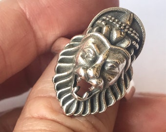 Narasimha Ring Sterling Silver Man-Lion Vishnu Adjustable