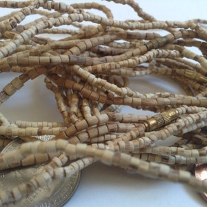 Tulsi Tulasi Natural Rough Hand Carved Small Cylindrical 3mm Kanthi Necklace 5 Strands from Vrindavan India TN0016 image 2