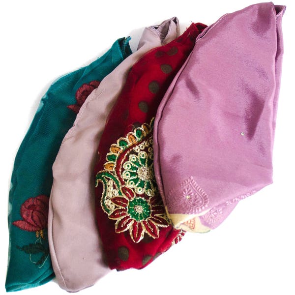Japa Mala Chanting Gomukhi Prayer Bags Hand Made From Recycled Saris Set of Four From Vrindavan JMPB04