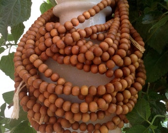 5 Strands Sandalwood Beads 10mm Hand Carved from Rajasthan India Wholesale Bulk Premium Beads SB0010