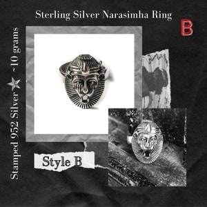 Narasimha Ring Sterling Silver Man-Lion Vishnu Adjustable B