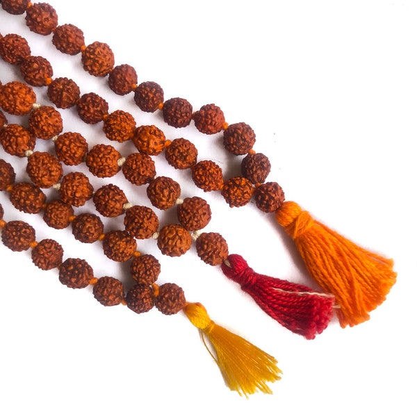 Rudraksha Seed Bead Japa Chanting Meditation Mala 108+1 Traditional Red Shiva Tears Necklace Shaivism Rudra