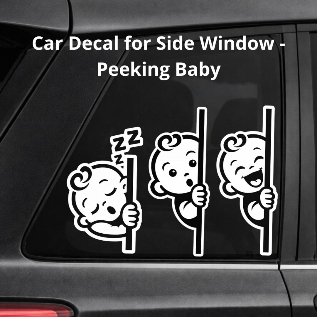 Peeking Baby Car Decal, Baby on Board Sticker, Funny Baby Vinyl Decal ...