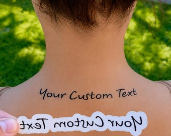Custom Text Temporary Tattoo, Personalized Name Tattoo, Quote Fake Tattoo, Custom Word Tattoo, Script Tattoo, Custom Text Body Art
