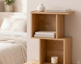 Estantería cúbica pequeña / Estantería de almacenamiento de 3 niveles / Librería estrecha / Organizador de madera / Estantería para dormitorio / Muebles para espacios pequeños