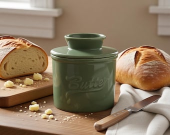 French Butter Dish with Water Seal | Ceramic Butter Keeper | Butter Crock | Soft Butter Container | Countertop Butter Jar | Kitchen Decor