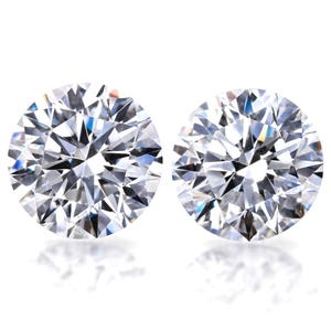 Par de Diamantes de 5 Quilates Cultivados em Laboratório | Cor D, VVS1, Lapidação Redonda Brilhante (Certificado) | Árvore de Cristal GRÁTIS