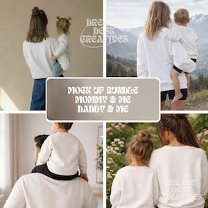 Mommy / Daddy and me Mockup BUNDLE Gildan 18000 Matching Sweater, Mom Girl Dad Boy Mockup, Mama / Papa and mini Shirt, digital download