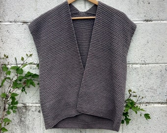 GNEISS - Crochet Linen Sleeveless Cardigan Gilet Waistcoat - Choice of colour & size - Made to Order