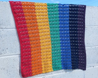 Rainbow Crochet Baby Blanket - MALVERN Blanket - Pure Cotton - vegan - Ready to ship