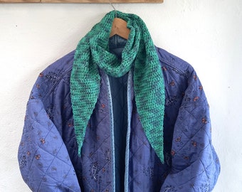 Damselfly Scarf - Crochet Neckerchief - Linen & Cotton - Vegan