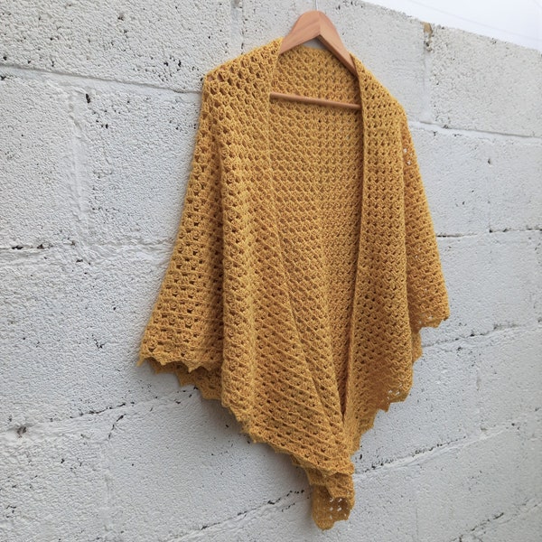Made to Order - GOLDFINCH Crochet Triangle Shawl - Pure Cotton