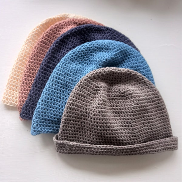 Fabriqué sur commande - chapeau au crochet en lin et coton - chapeau rond - couleur au choix - végétalien