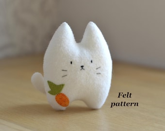 Felt Cat Plush Pattern PDF : Easy Stuffed Kitty Sewing Tutorial , DIY Kawaii Cat Softie