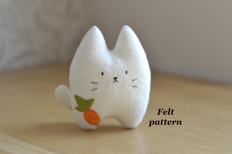 Felt Cat Plush Pattern PDF : Easy Stuffed Kitty Sewing Tutorial , DIY Kawaii Cat Softie image 1