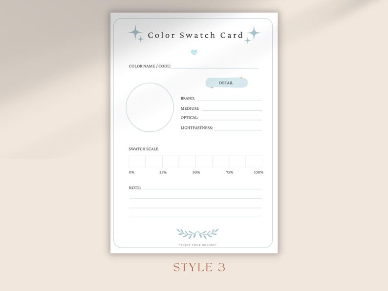 Color Swatch Printable | Swatch Chart for Markers & Watercolor | Calm ...