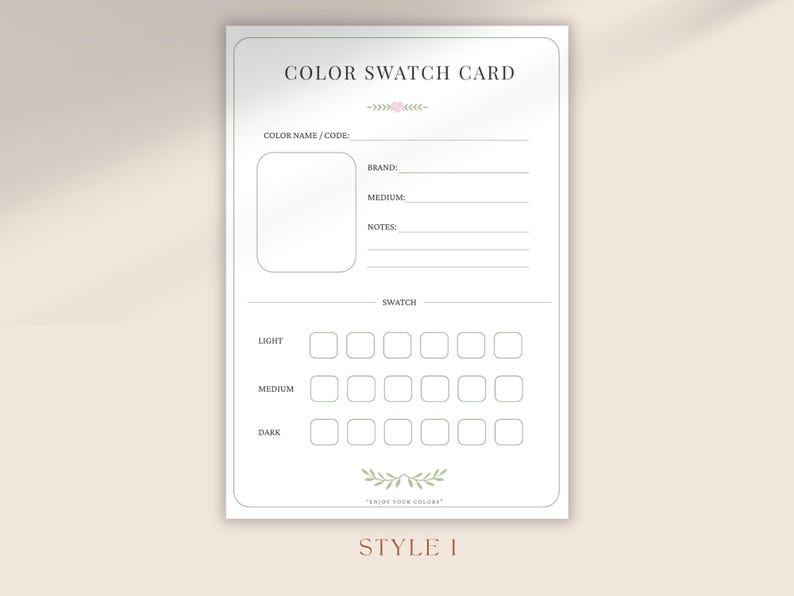 Color Swatch Printable | Swatch Chart for Markers & Watercolor | Calm ...