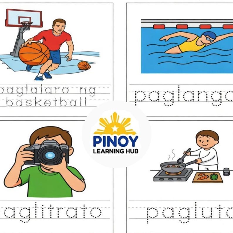 Tagalog Mga Libangan Worksheets for Kids | Filipino Hobbies Printable ...