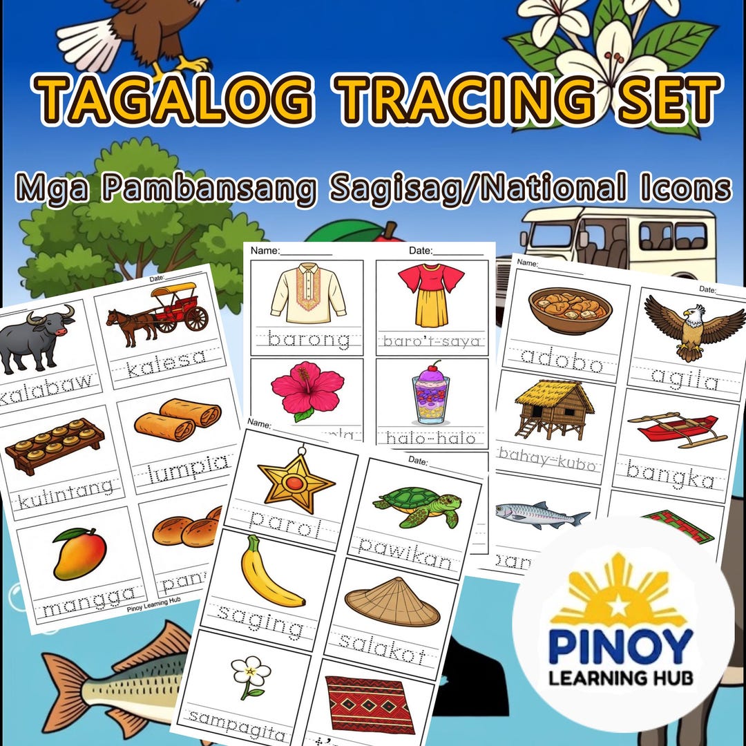 Tagalog Learning Sheets Tagalog Mga Pambansang Sagisag Worksheets | Filipino National Symbols ...