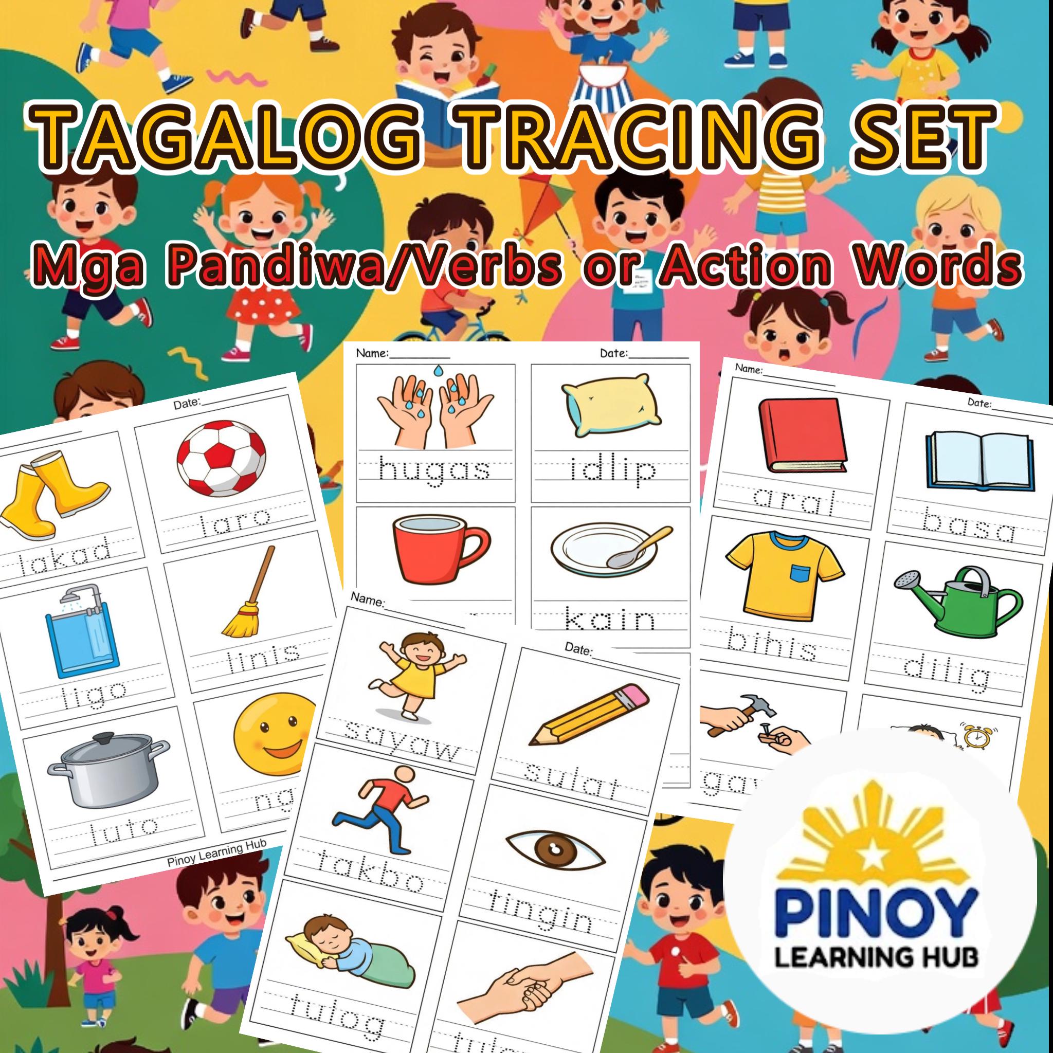 Filipino verbs: trace and learn action words.
