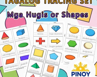 Fogli di lavoro Tagalog Mga Hugis / Tracciamento del vocabolario delle forme filippine PDF / Asilo nido
