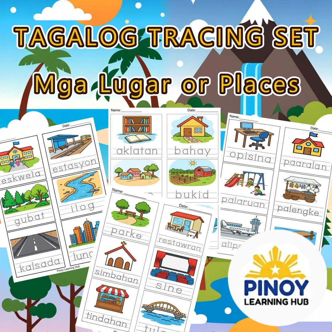 Tagalog Mga Lugar Worksheets for Kids | Filipino Places Printable ...