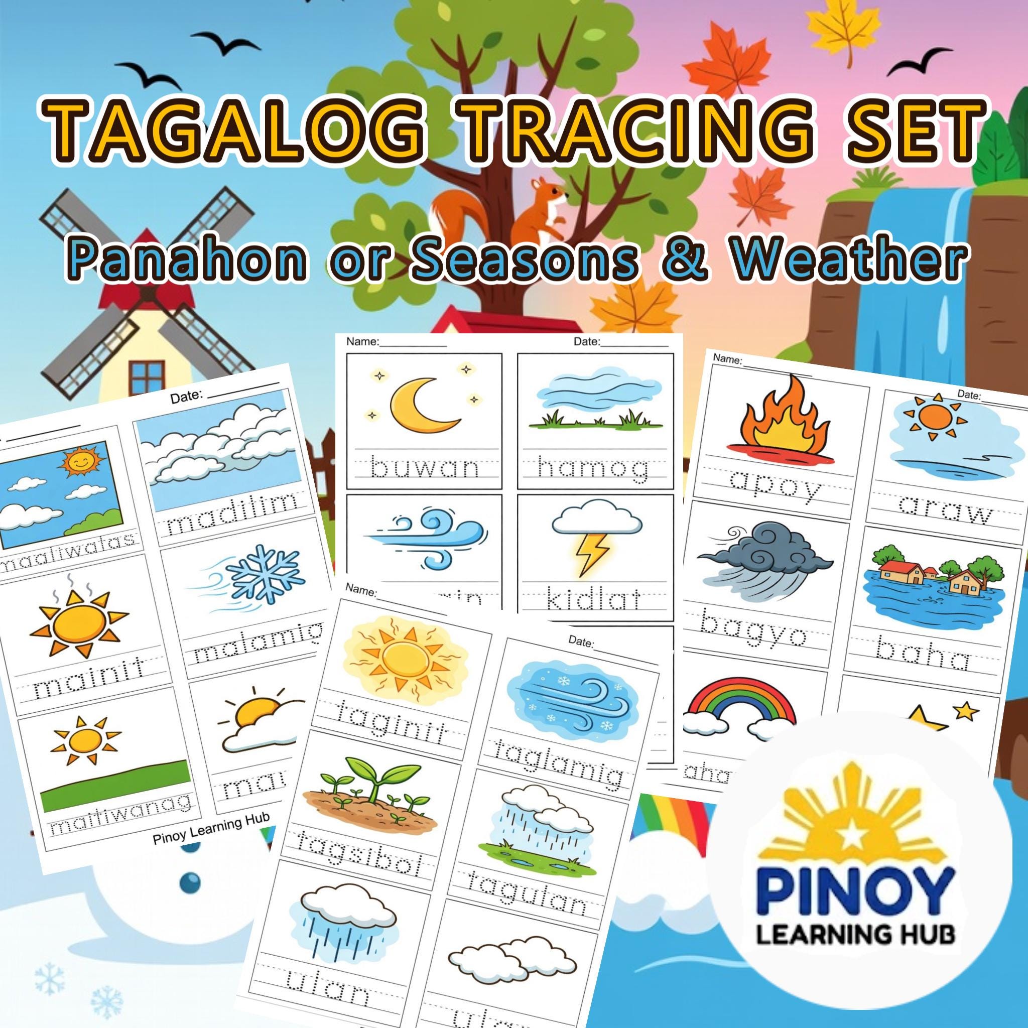 Tagalog Weather Worksheets for Kids | Filipino Kalikasan Printable ...
