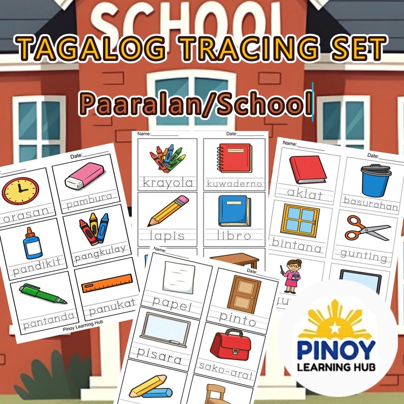 Tagalog Ang Paaralan Worksheets | Filipino School Things Tracing PDF ...