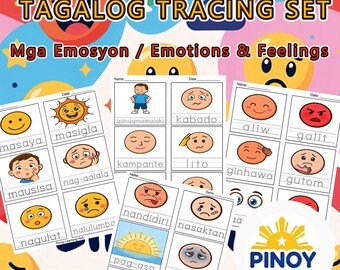 Fogli di lavoro Tagalog Mga Emosyon / Tracciamento dei sentimenti delle emozioni filippine PDF / Asilo prescolare