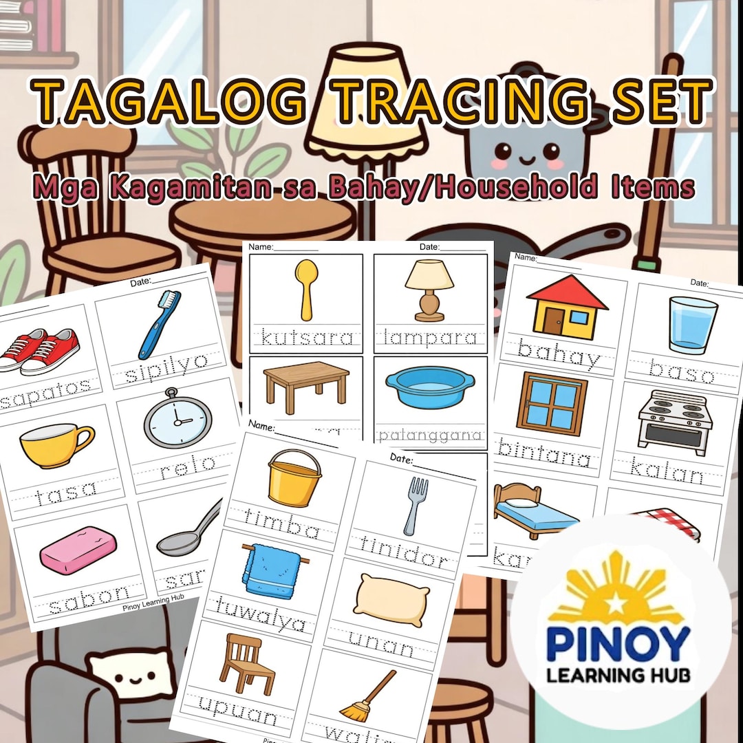 Tagalog Mga Kagamitan Sa Bahay Worksheets | Filipino Household Items ...