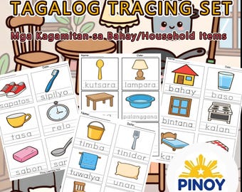 Fogli di lavoro Tagalog Mga Kagamitan sa Bahay / PDF su tracciamento degli articoli per la casa filippini / Asilo nido prescolare