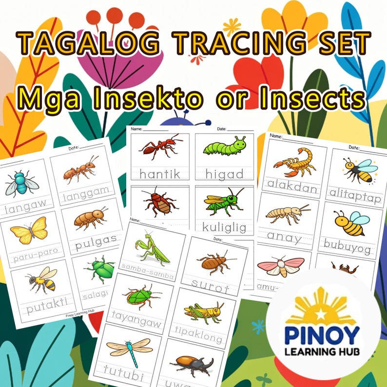 Stick Insect Tagalog Tagalog Mga Insekto Worksheets | Filipino Insects Vocabulary Tracing ...