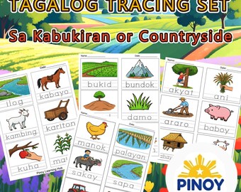 Fogli di lavoro Tagalog Sa Kabukiran / PDF per tracciare il vocabolario della campagna filippina / Asilo nido