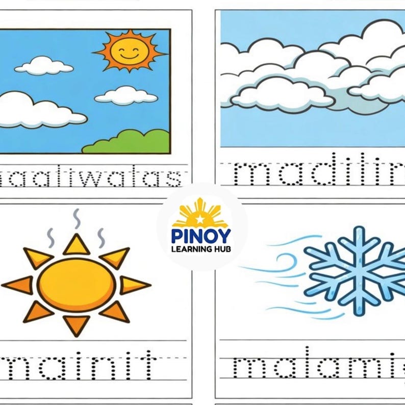Tagalog Weather Worksheets for Kids | Filipino Kalikasan Printable ...
