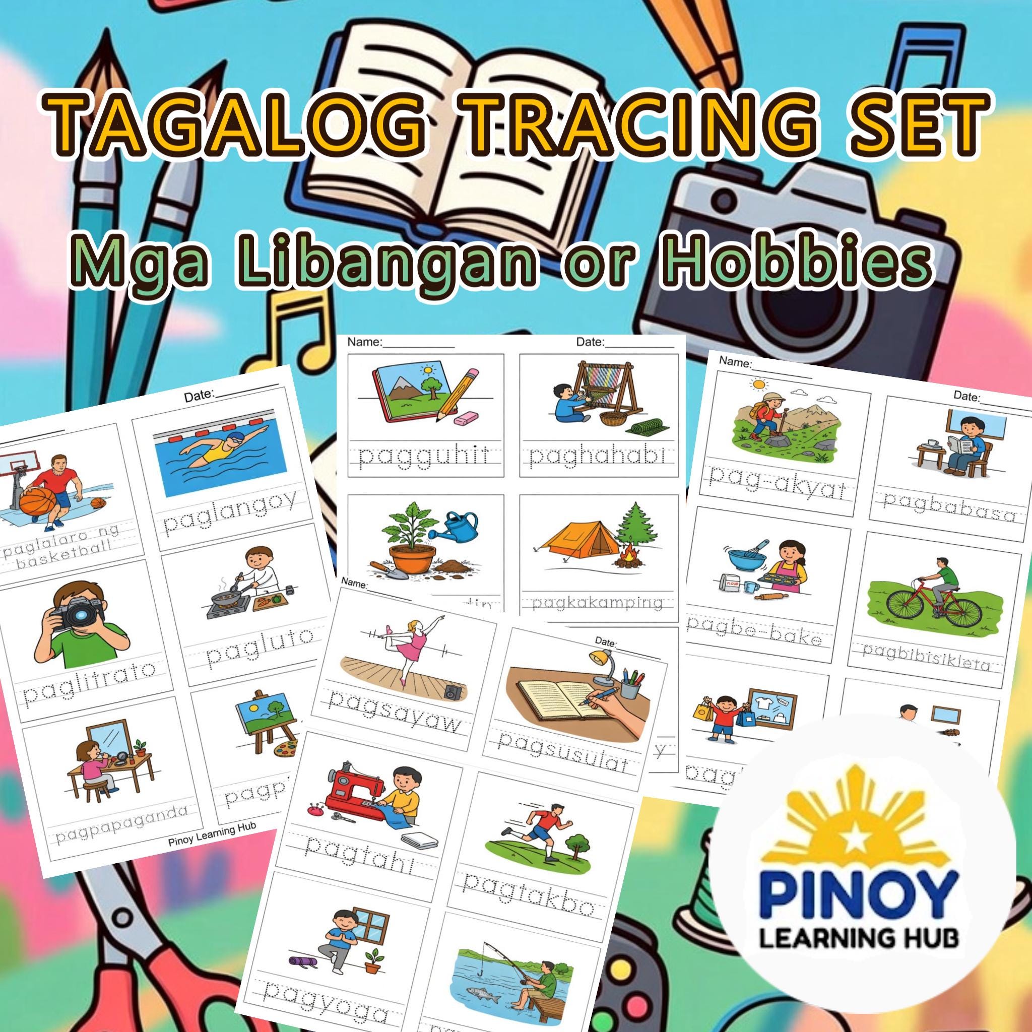 Tagalog Mga Libangan Worksheets for Kids | Filipino Hobbies Printable ...