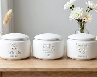 Personalisierte Keramik Haustier Urne, individuelle Katzenpfote Abdruck Asche Urne, Hund Verlust Sympathie Geschenk