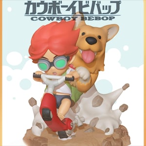 Cowboy Bebop Chibi Ein & Edward STL – Anime Figurine 3D Printable Design (Digital Download)