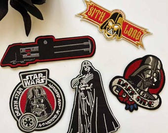 Star Wars Darth Vader Embroidered Patches, Sith Lord Lightsaber Dark Side Iron On Patches for Clothing DIY