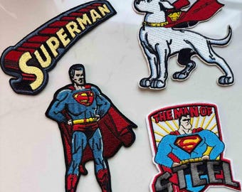 Superman Krypto The Man of Steel Embroidered Iron On Patches for Jackets