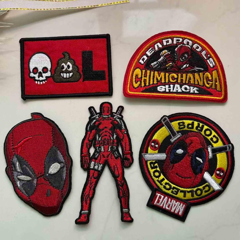 Marvel Deadpool Embroidered Iron On Patches Chimichanga Applique for Jackets Backpacks All