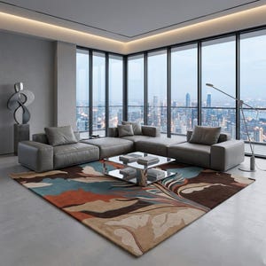 Modern Botanical Tufted Area Rug 4x6 5x8 6x9 8x10, Abstract Leaf Pattern Carpet, Contemporary Living Room Bedroom Home Decor
