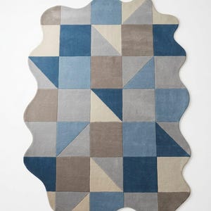 Geometric Shaped Tufted Rug 4x6 5x8, Modern Patchwork Area Carpet, Contemporary Designer Rug for Living Room Bedroom Home Decor