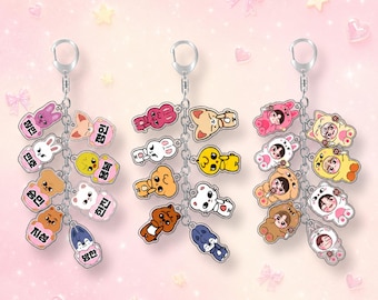 Kpop Inspired Acrylic Keychain, SKZ Fanmade Animal Charms, Kawaii Backpack Pendant
