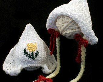 Crochet Little Dutch Girl Bonnet  - INSTANT DOWNLOAD PDF From Thomasina Cummings Designs