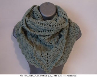 Crochet Kerchief Style Triangular Shaped Shawl -  INSTANT DOWNLOAD PDF from Thomasina Cummings Designs