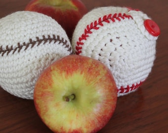 Crochet Large and Small Baseball Apple Cosy - 2  Patterns INSTANT DOWNLOAD PDF from Thomasina Cummings Designs
