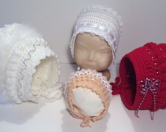 Crochet Baby Bonnet with Frills, Bobbles, Flowers & Trims Included INSTANT DOWNLOAD PDF from Thomasina Cummings Designs
