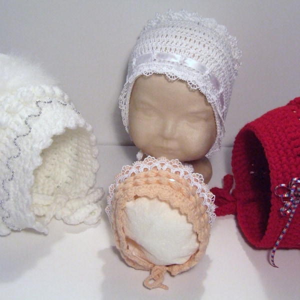 Crochet Baby Bonnet with Frills, Bobbles, Flowers & Trims Included INSTANT DOWNLOAD PDF from Thomasina Cummings Designs