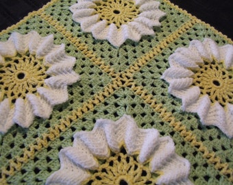 Crochet Baby Blanket featuring Springtime Daisy Flower - INSTANT DOWNLOAD PDF from Thomasina Cummings Designs